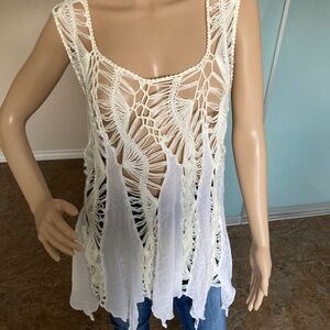 Rima Woven Sheer Hi-Low Tank Cover up